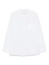 Calvin Klein Collarless Long Sleeves Shirt With Chest Pocket In White