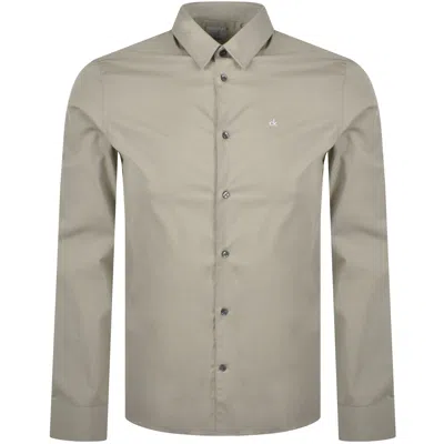 Calvin Klein Poplin Stretch Slim Fit Shirt Grey