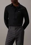 Calvin Klein Poplin Stretch Slim Shirt In Black
