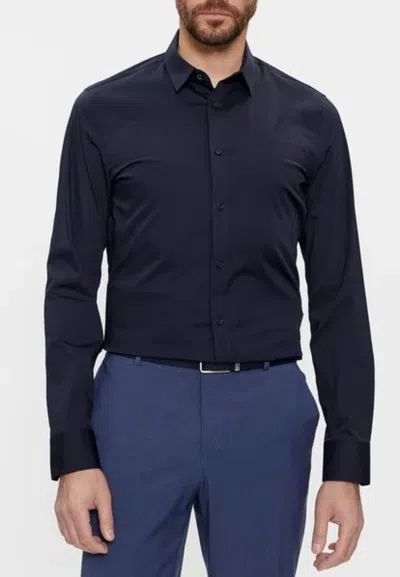 Calvin Klein Poplin Stretch Slim Shirt In Blue