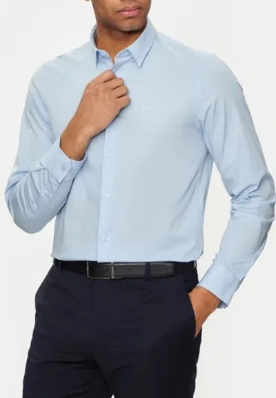Calvin Klein Poplin Stretch Slim Shirt In Blue