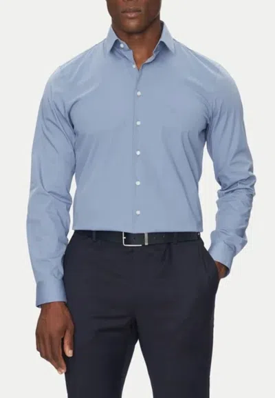 Calvin Klein Poplin Stretch Slim Shirt In Blue