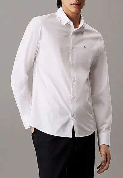 Calvin Klein Poplin Stretch Slim Shirt In White