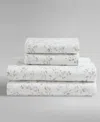 Calvin Klein Printed 300-thread Count Cotton Sateen 4-pc. Sheet Set, King In Airy Botanical Beige