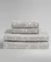 Calvin Klein Printed 300-thread Count Cotton Sateen 4-pc. Sheet Set, Queen In Flowers Beige