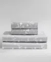 Calvin Klein Printed 300-thread Count Cotton Sateen 4-pc. Sheet Set, Queen In Flowers Plum
