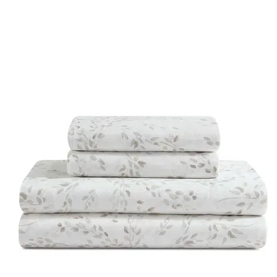 CALVIN KLEIN PRINTED COTTON SATEEN 4 PIECE SHEET SET, QUEEN