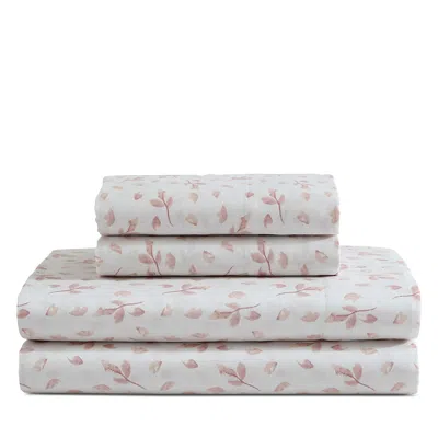 CALVIN KLEIN PRINTED COTTON SATEEN 4 PIECE SHEET SET, QUEEN