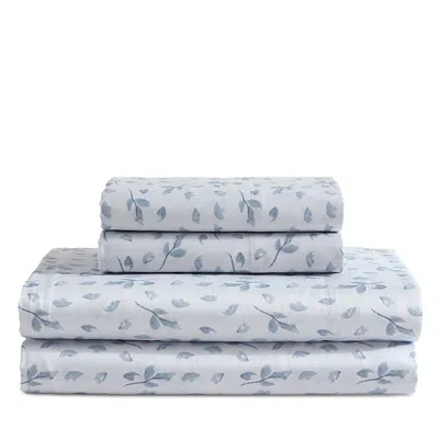CALVIN KLEIN PRINTED COTTON SATEEN 4 PIECE SHEET SET, QUEEN