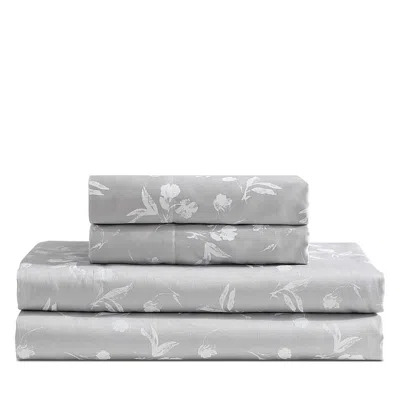 CALVIN KLEIN PRINTED COTTON SATEEN 4 PIECE SHEET SET, QUEEN