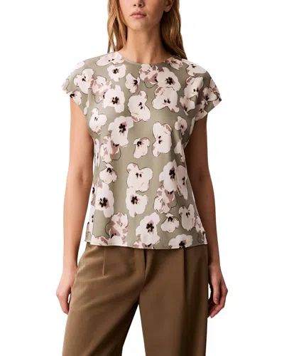 Calvin Klein Printed Matte Satin Sheath Top In Multi