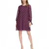Calvin Klein Printed Shift Dress In Burgundy Gold In Purple
