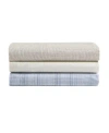 Calvin Klein Printed Washed 200 Thread Count Cotton Percale Sheet Set In Broken Grid Beige