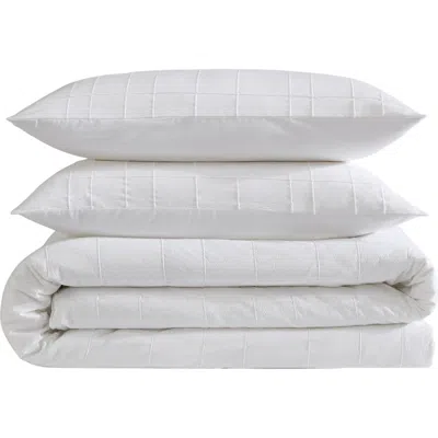 Calvin Klein Puckered Grid Duvet Cover & Shams Set In White
