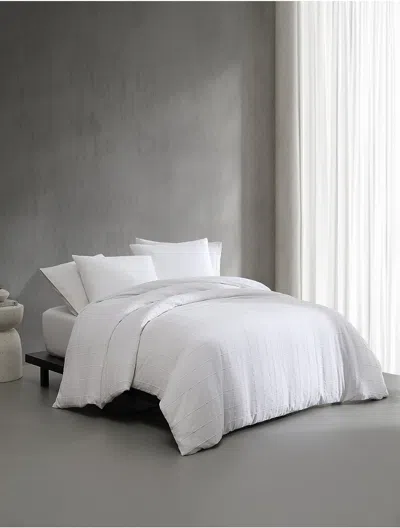 Calvin Klein Puckered Grid Duvet Cover Set In White