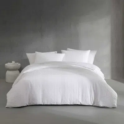 Calvin Klein Puckered Grid White Duvet Cover Set