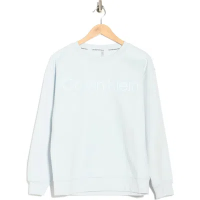 Calvin Klein Puff Print Fleece Sweatshirt In Blue