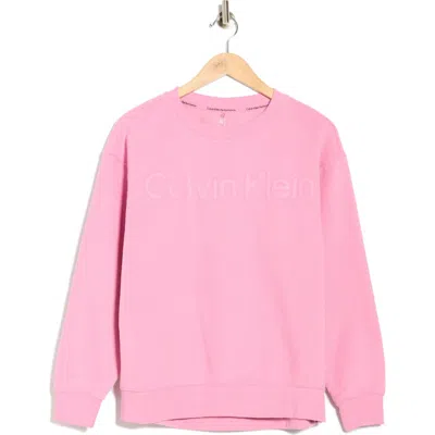 Calvin Klein Puff Print Fleece Sweatshirt In Pink
