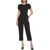 Calvin Klein Puff Shoulder Crop Straight Leg Jumpsuit
