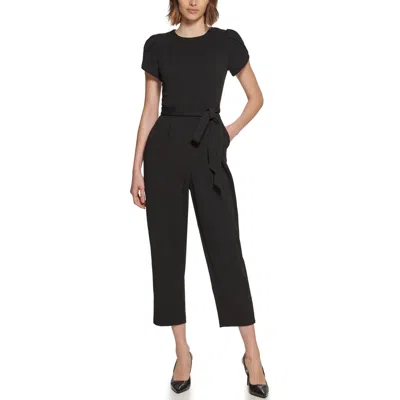 Calvin Klein Puff Shoulder Crop Straight Leg Jumpsuit