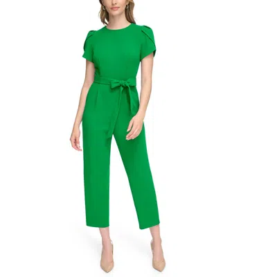 Calvin Klein Puff Shoulder Crop Straight Leg Jumpsuit