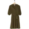 Calvin Klein Puff Sleeve A-line Shirtdress