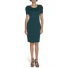 Calvin Klein Puff Sleeve Scuba Sheath Dress In Green