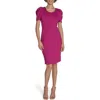Calvin Klein Puff Sleeve Scuba Sheath Dress In Pink
