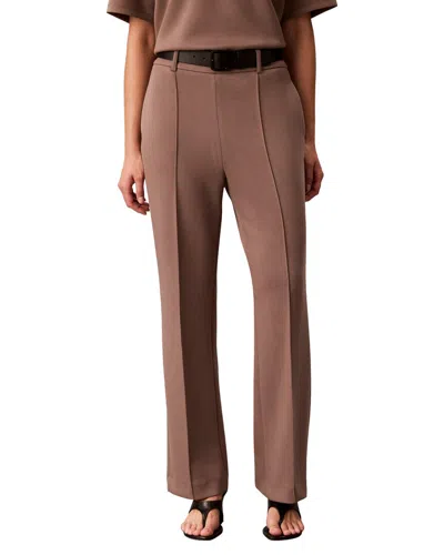 Calvin Klein Pull On Belted Pintuck Trouser In Brown