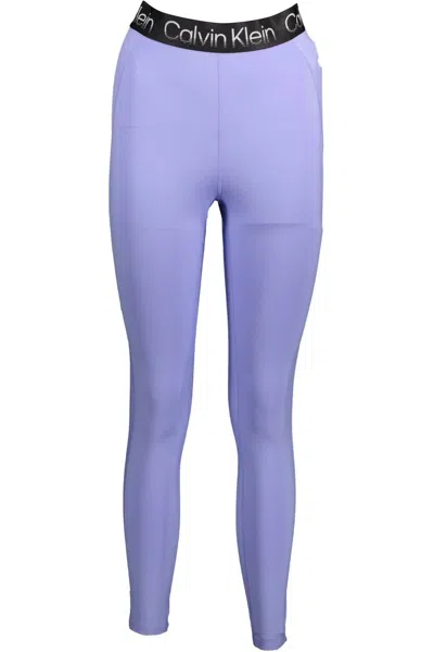 Calvin Klein Elasticated Waist Contrasting Leggings In Purple