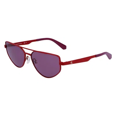 Calvin Klein Purple Pilot Unisex Sunglasses Ckj23220s 600 58 In Red