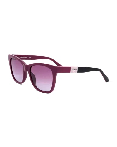 Calvin Klein Purple Plastic Sunglasses In Brown