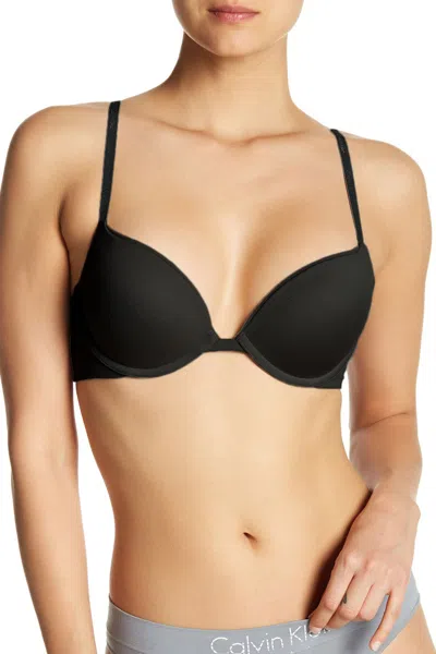 Calvin Klein Push-up Underwire Plunge Bra In Black