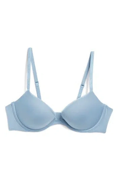 Calvin Klein Push-up Underwire Plunge Bra In Faded Denim