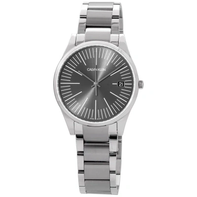 Calvin Klein Quartz Grey Dial Men's Watch K4n21143 In Metallic