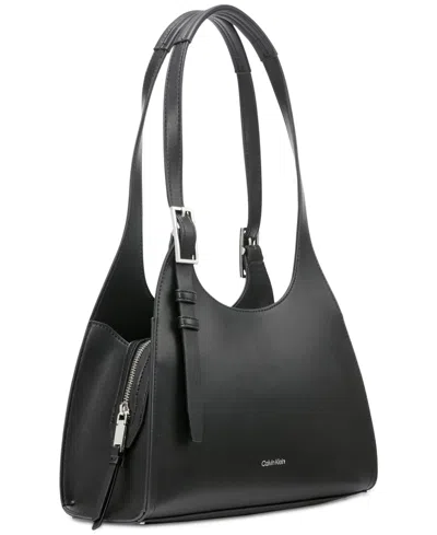 Calvin Klein Quill Medium Shoulder Bag In Black Silver