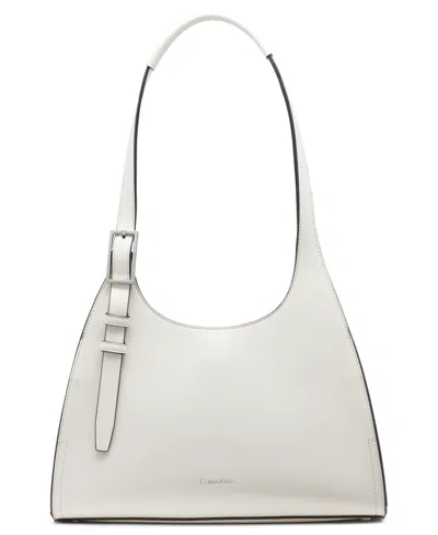 Calvin Klein Quill Signature Medium Shoulder Bag In Cherub White
