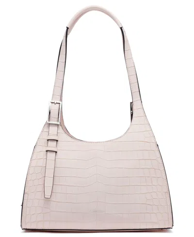 Calvin Klein Quill Soft Croco Shoulder In Parfait