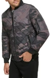 Calvin Klein Men's Quilted Baseball Jacket With Rib-knit Trim In Black Camo