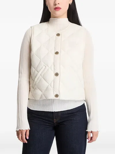Calvin Klein Quilted Button-up Jacket In White