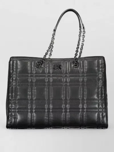 Calvin Klein Quilted Chain-handle Tote Bag In Black