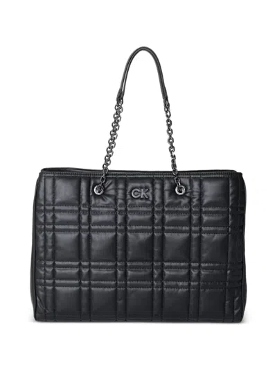 Calvin Klein Quilted Chain-link Tote Bag In White