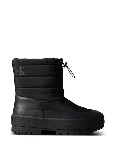 Calvin Klein Quilted Drawstring Rain Boots In Black