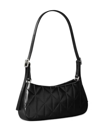 Calvin Klein Quilted Logo-plaque Shoulder Bag In Black