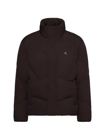 Calvin Klein Quilted Logo-embroidered Puffer Jacket In Brown