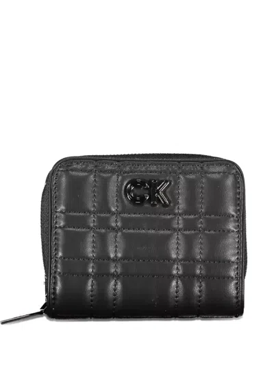 Calvin Klein Quilted Logo-plaque Wallet In Black