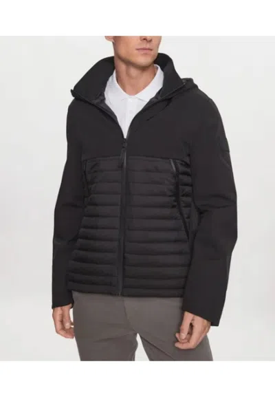 Calvin Klein Quilted Mix Media Jacket H00d In Nero