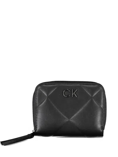Calvin Klein Quilted Zip-around Wallet In Black