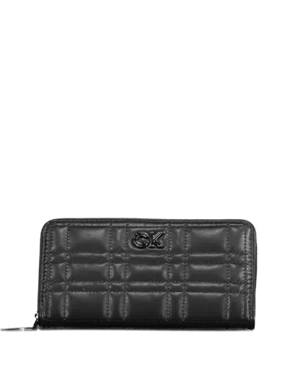 Calvin Klein Quilted Zip-around Wallet In Black