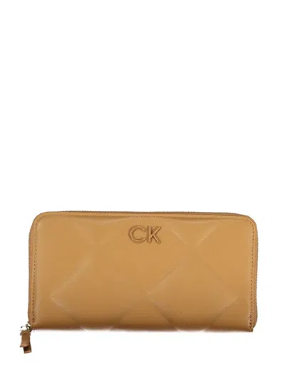 Calvin Klein Quilted Zip-around Wallet In Neutral